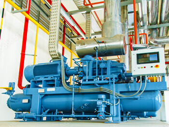 Close up view of chiller equipment